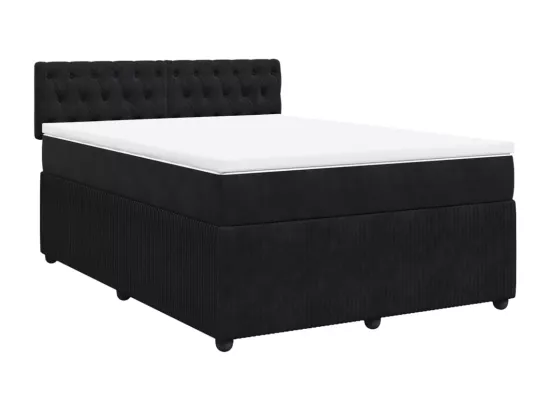 Sommier à lattes de lit avec matelas Noir 140x190 cm Velours