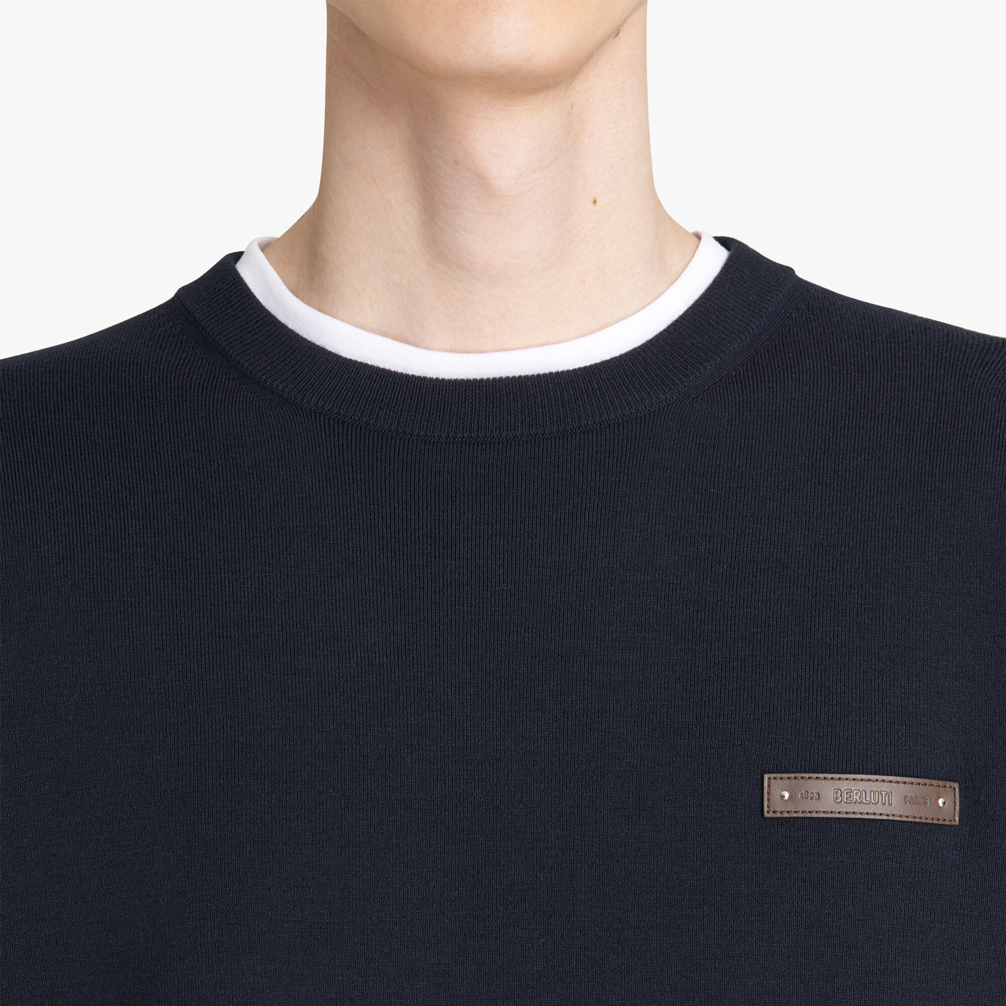Pull En Laine Avec Details En Cuir