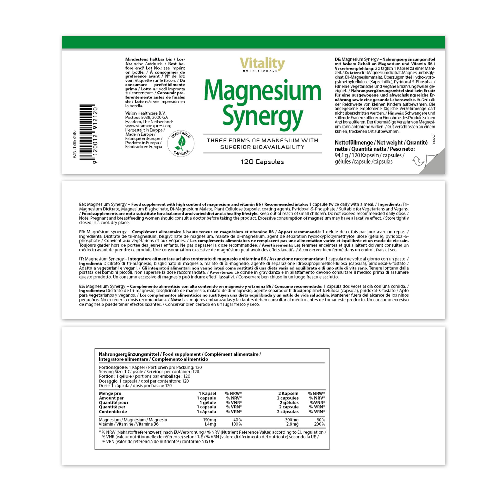 MAGNESIUM SYNERGY Komplex Glycinat Malat & Citrat