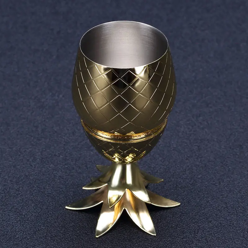 (80ml) 2in1 Ananas Metall Trinkbecher Cocktail Cup Home Accessoire Bar Deko Shotglas - Gold