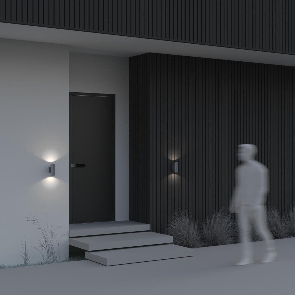 Wandlamp Bowery in grijs, GU10, 2-lichts, IP54