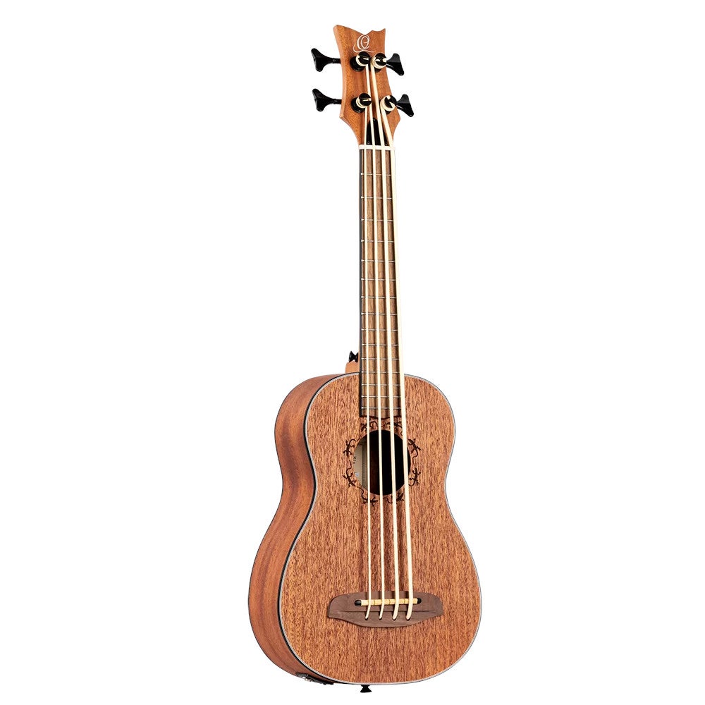 Ortega LIZZY-BS-GB-L Lizard Series Short Scale Left-handed Uke Bass linkshandige E/A bas ukelele met gigbag