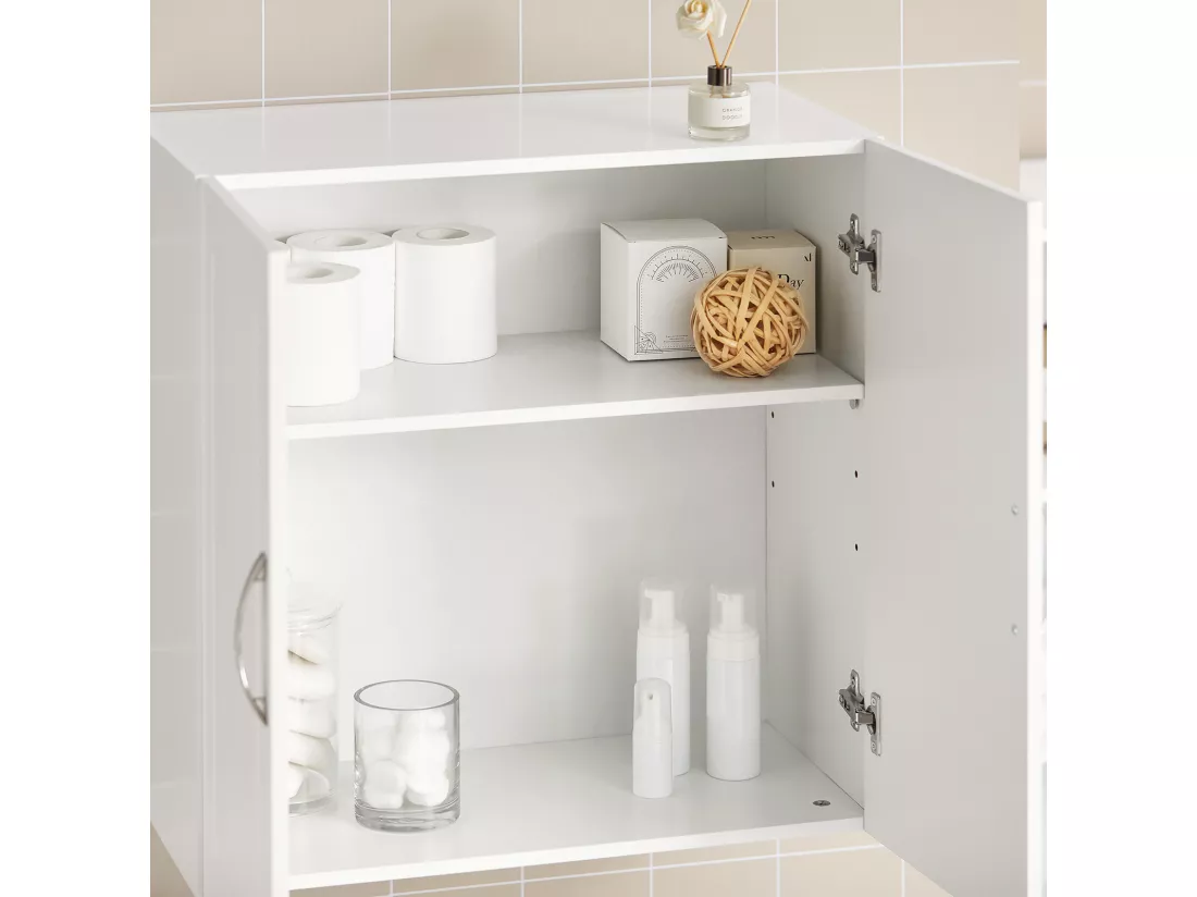 Salle de Bain Suspendue Placard Commode Murale – 2 Portes - Blanc, FRG231-W
