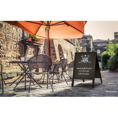 Panneau trottoir WOODY, avec tableau noir, noir