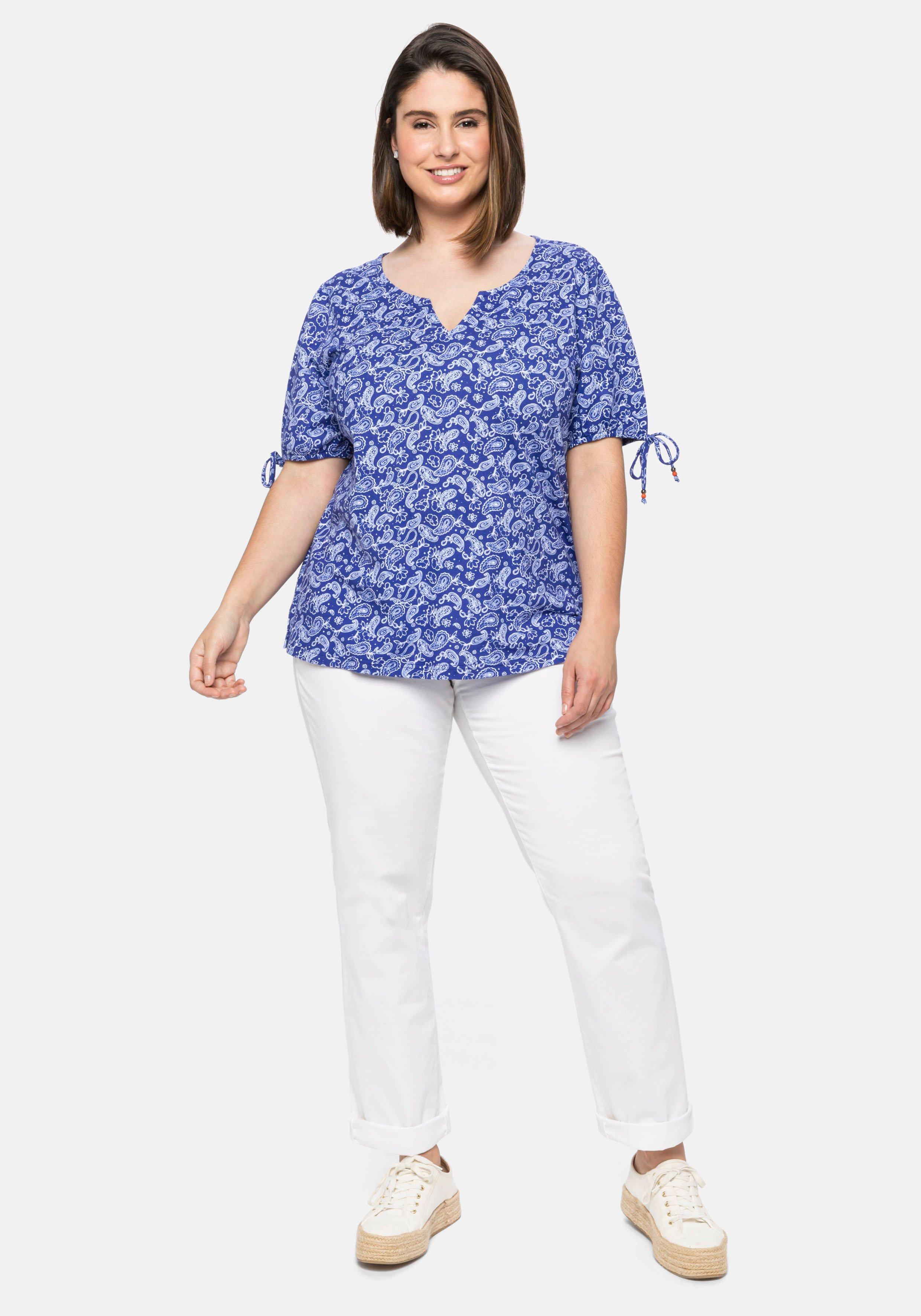 Shirt mit Paisleydruck und Bindeband am Arm