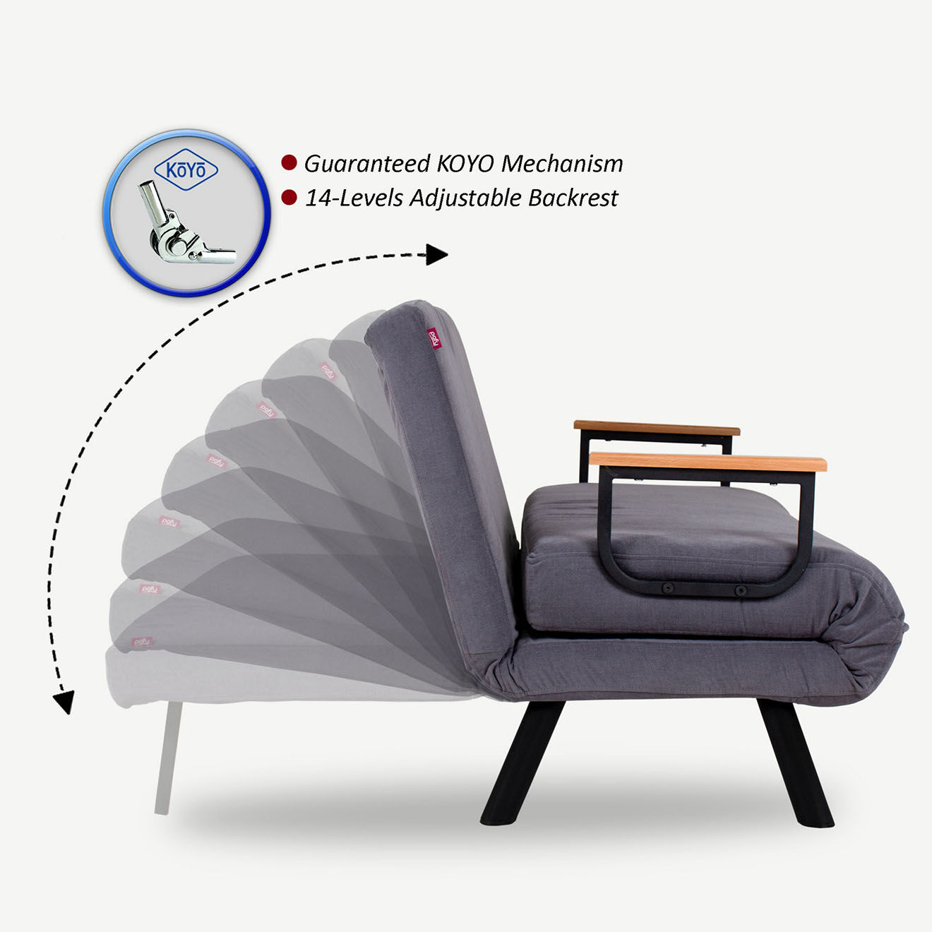 Atelier del Sofa Fauteuil convertible Sando gris - 60x50x42 cm