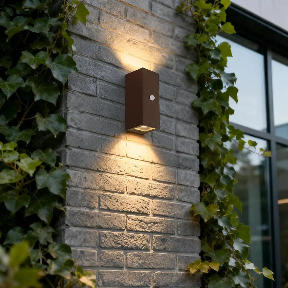 Qazqa buitenlampen met sensor baleno bronskleurig gu10