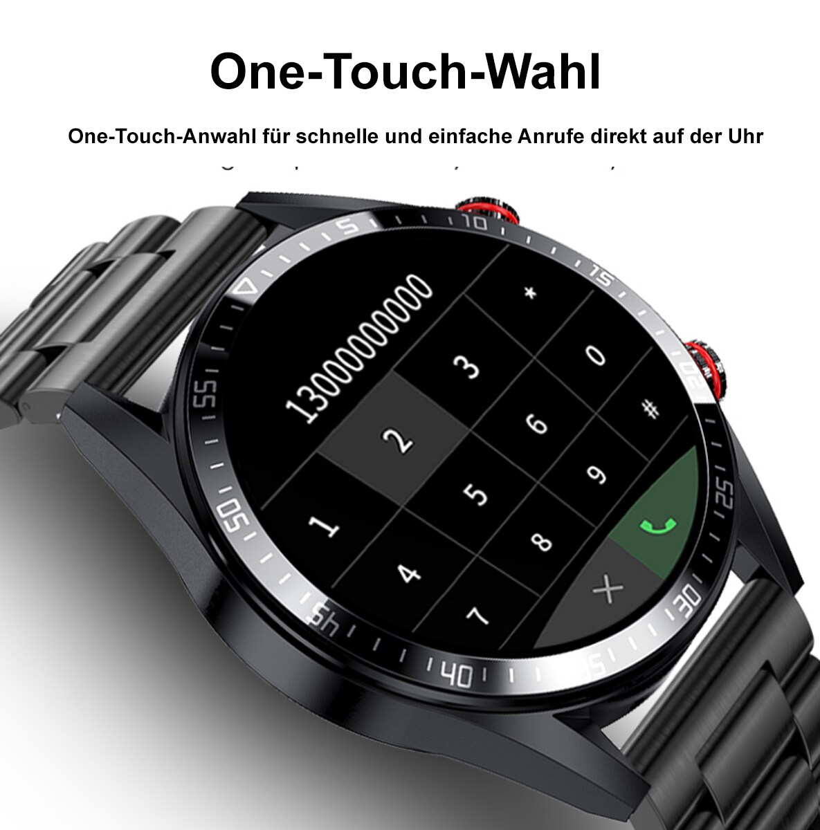 TPFNet Smart Watch / Fitness Tracker IP67 - Silikon Armband - Android & IOS - Schwarz