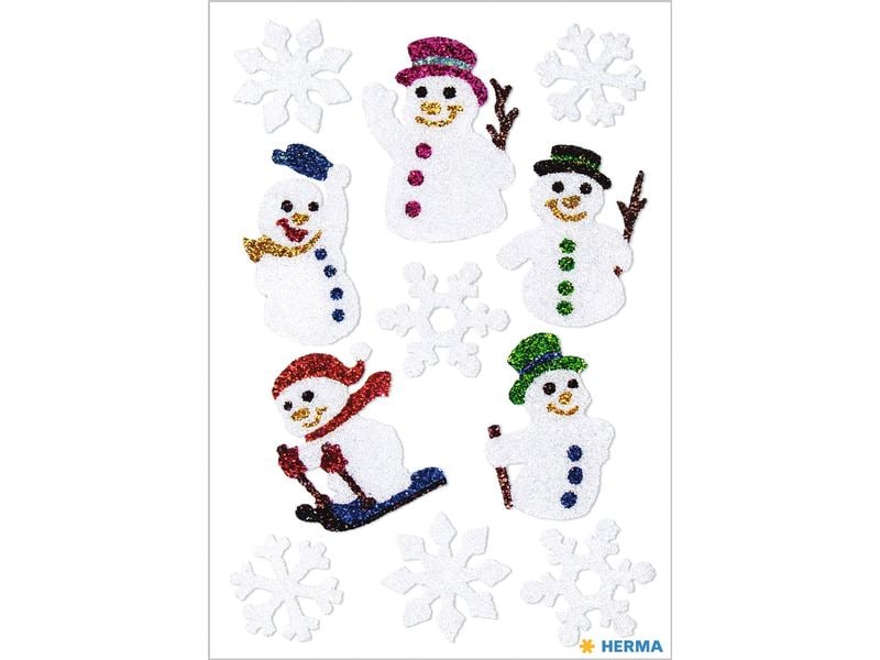 Herma Stickers Weihnachtssticker Schneemänner, 1 Blatt, 11 Selbstklebende Sticker mit Weihnachtsmotiven