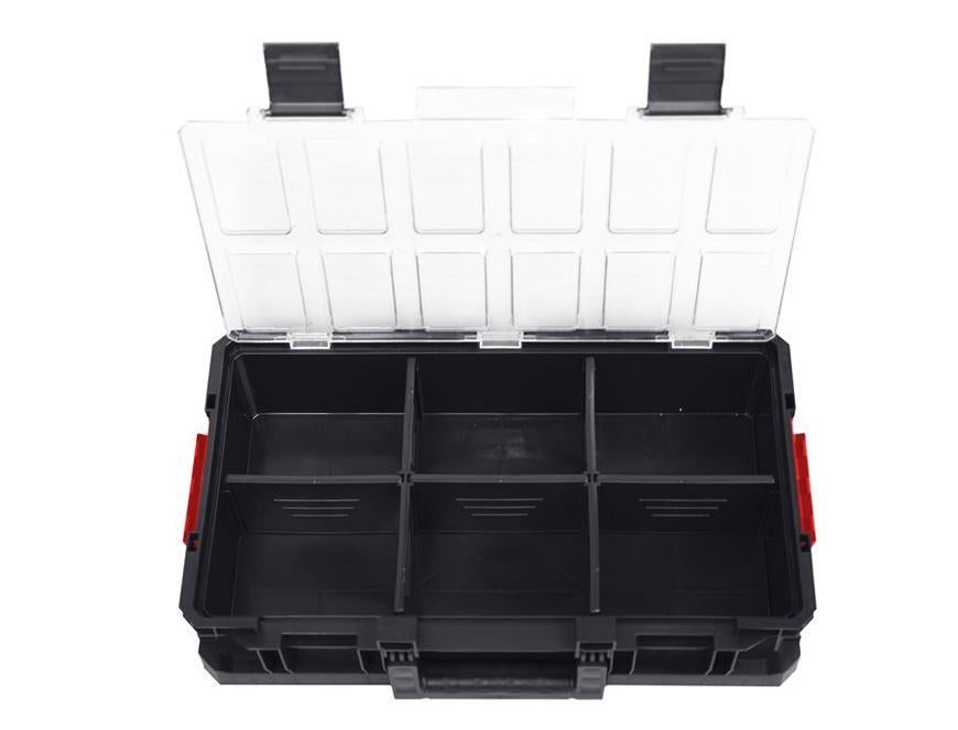 PROREGAL QBRICK Assortimentsdoos Twee HxBxD 31 x 47 x 13 cm 38 liter Met deksel Handvat met klemsluitingen Zwart