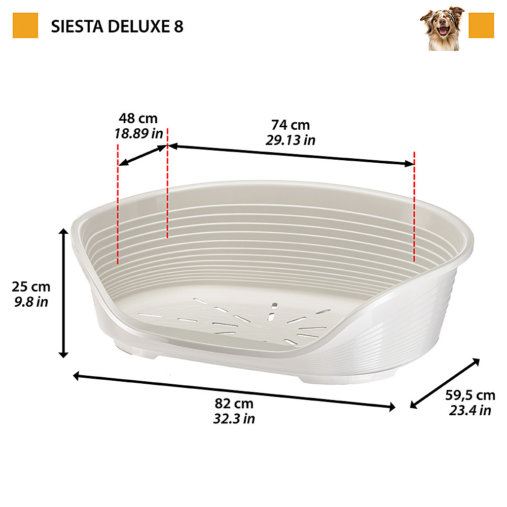 Ferplast panier chien en plastique siesta deluxe 8, lit pour chien, niche chien intérieur, panier pour chiens avec antidérapant,