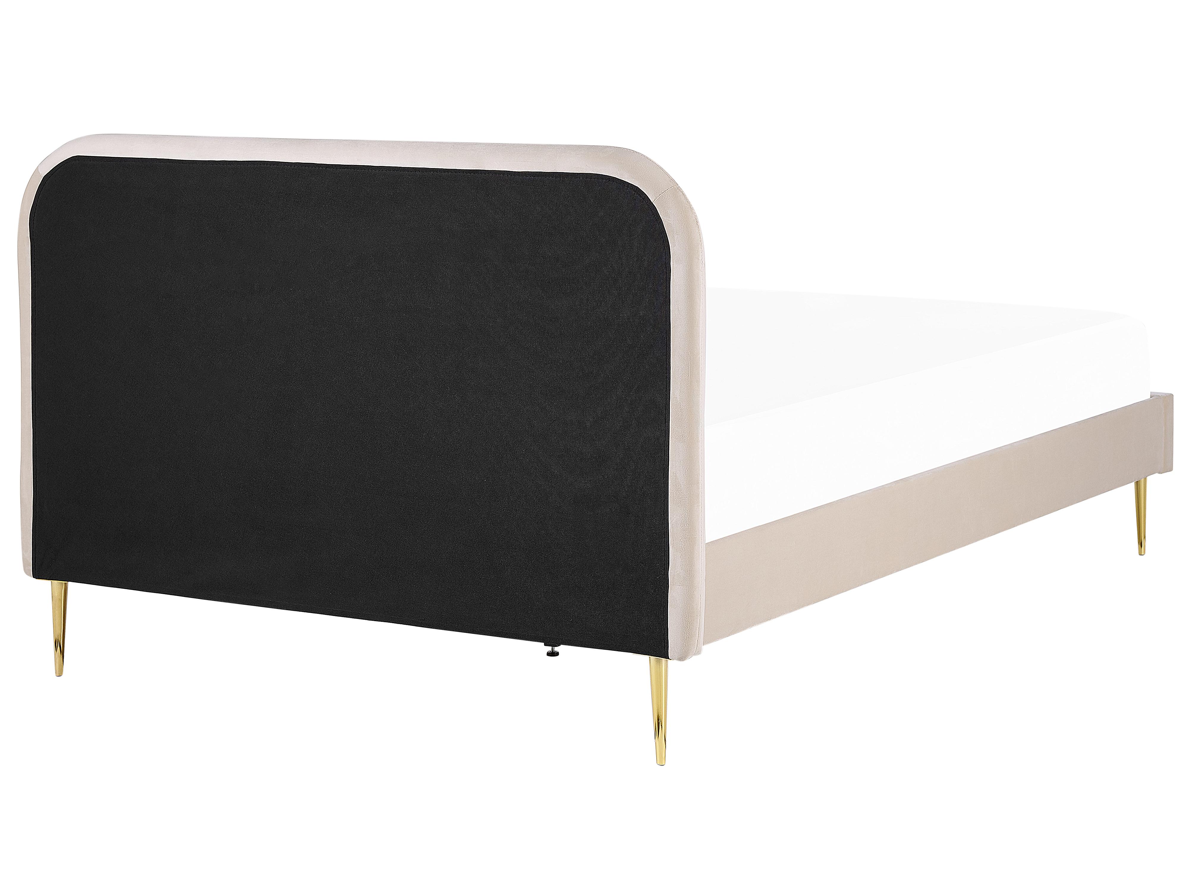 Bed Fluweel FLAYAT 160 x 200 cm Lichtbeige