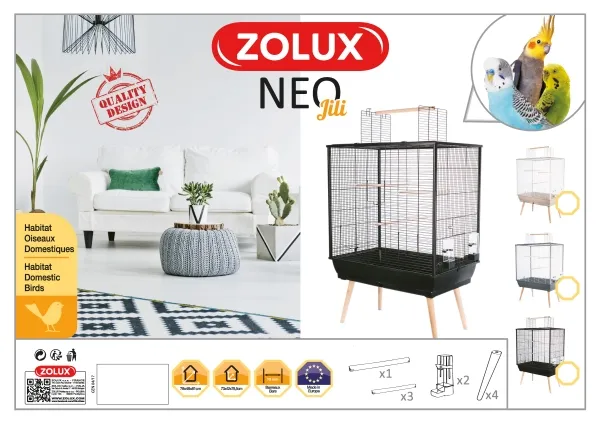 Zolux Neo Jili H80 Grey, bird cage, 78x81x48cm