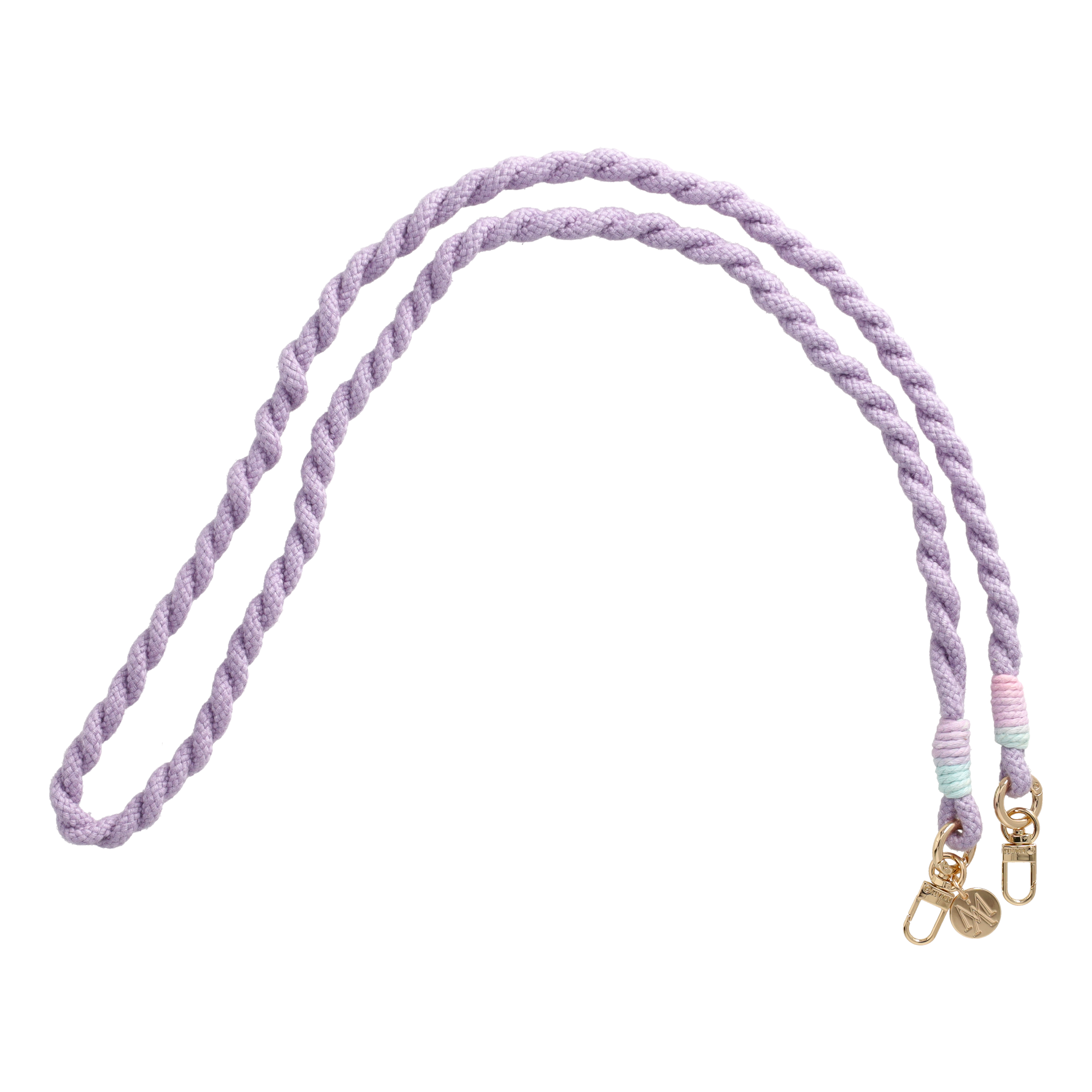 Handgemachte Handykordel Gedrehtes Umhängeband für Handyhüllen Gold - Lilac (Rainbow)