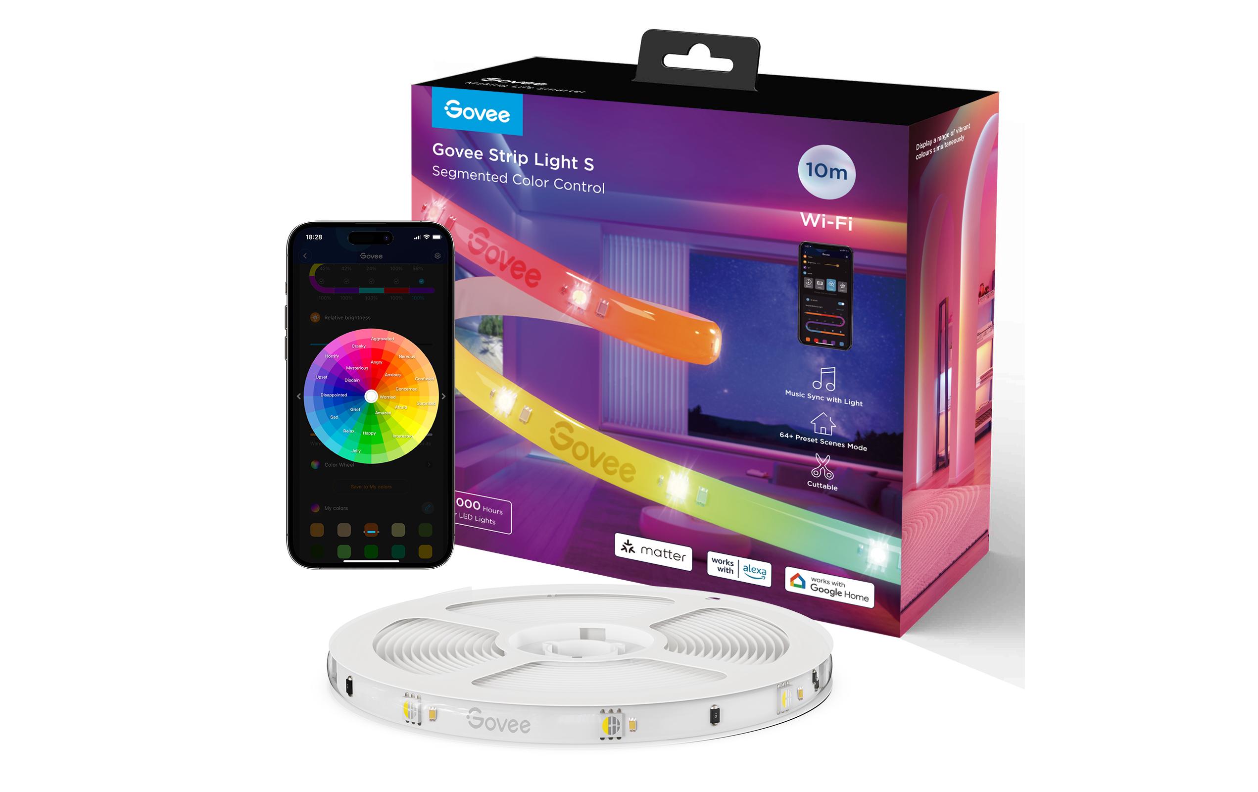 LED Stripe Light S, Wi-Fi / Bluetooth / Matter, 10 m, RGBICLED-Leuchtstreifen mit Schutzbeschichtung