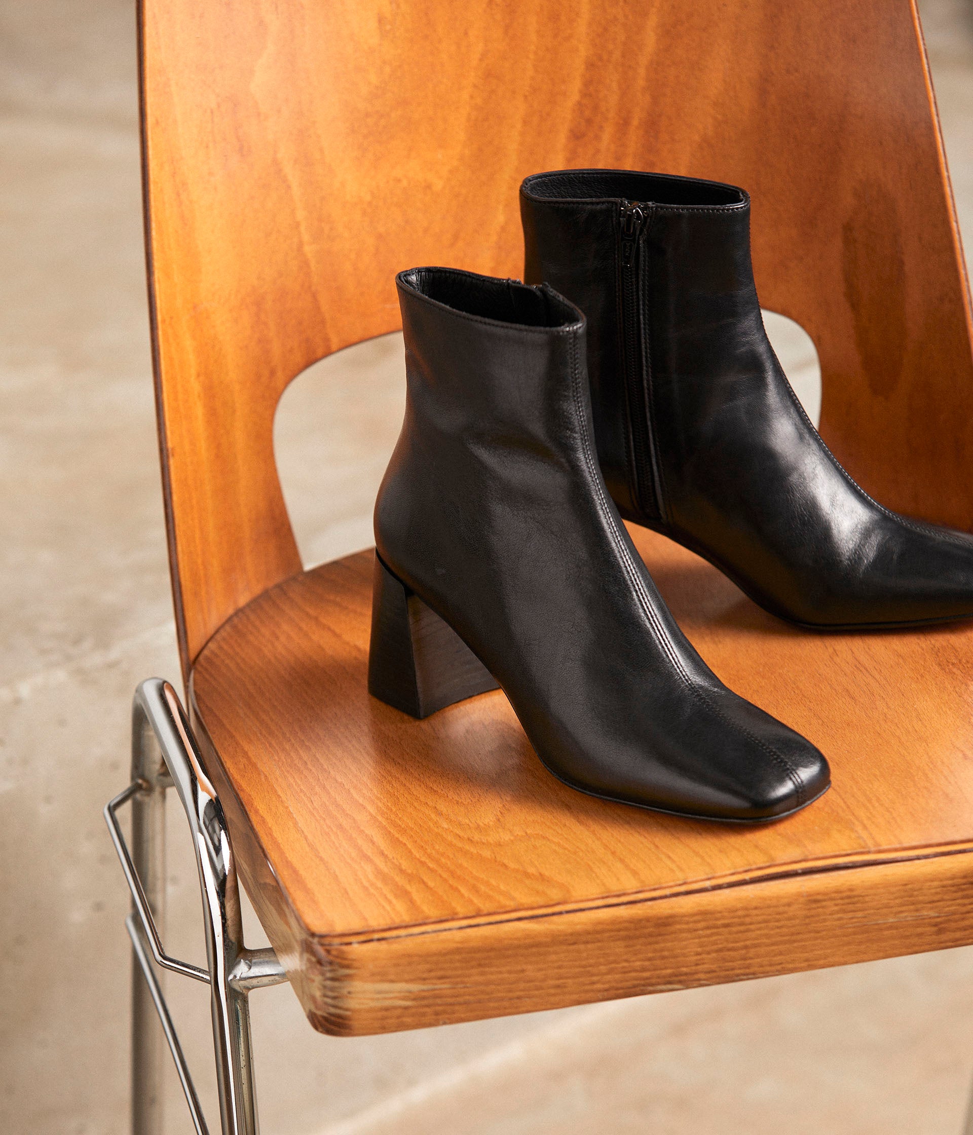 Boots cuir noir Célestine