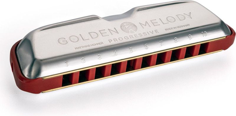 HOHNER - Golden Melody Progressive - Mondharmonica - F - Ergonomisch Roestvrijstalen Deksel