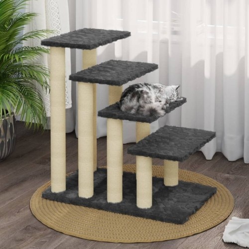 Arranhador de quatro níveis cinza escuro vidaXL para gatos