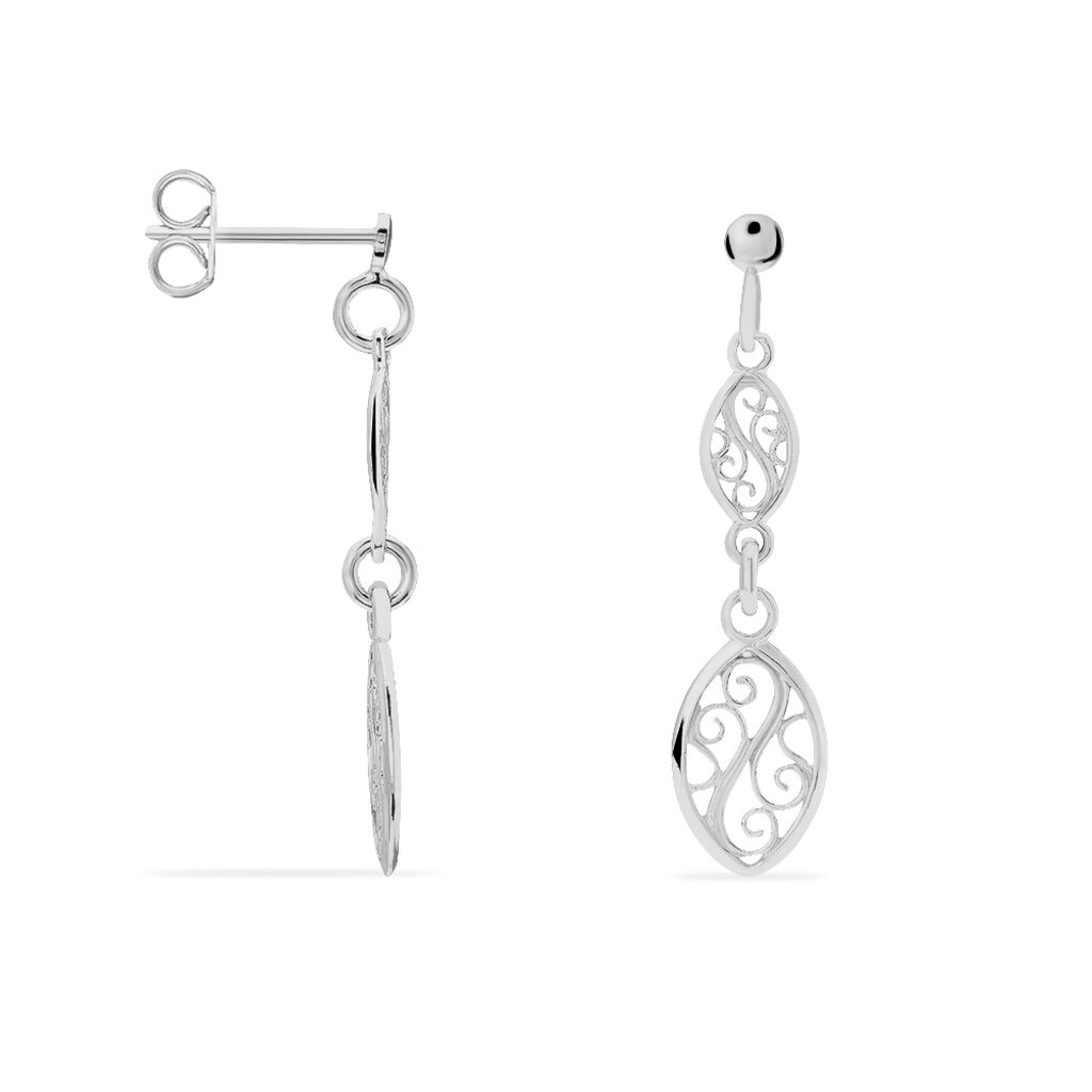 Boucles D'oreilles Pendantes Mahee Argent Blanc