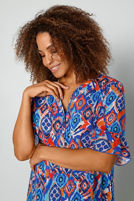 Kleid, Alloverdruck, langer Halbarm