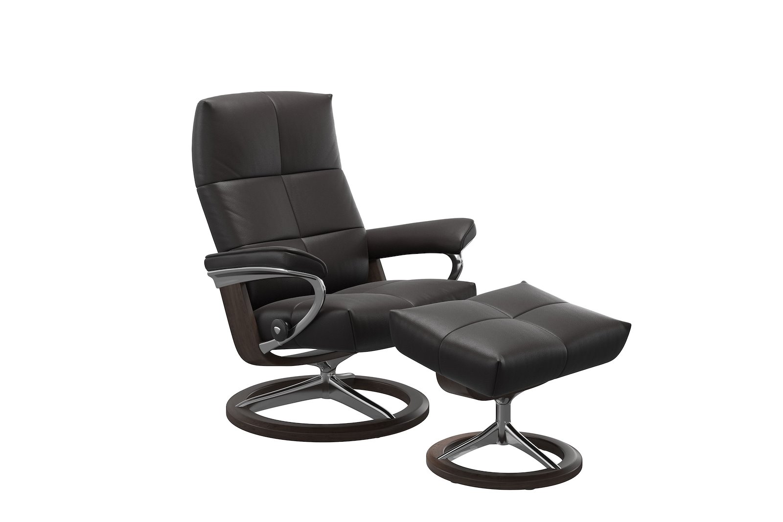 David lenestol med krakk Hud Noblesse Dark Brown -  Signature Chrome  - Wengebeiset