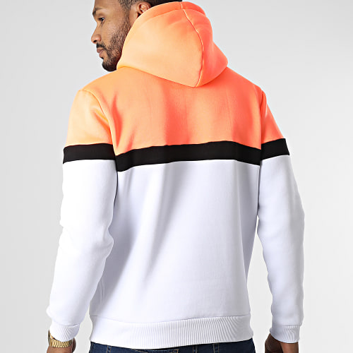 Sweat Capuche Logo Tricolore Orange Fluo Blanc Noir