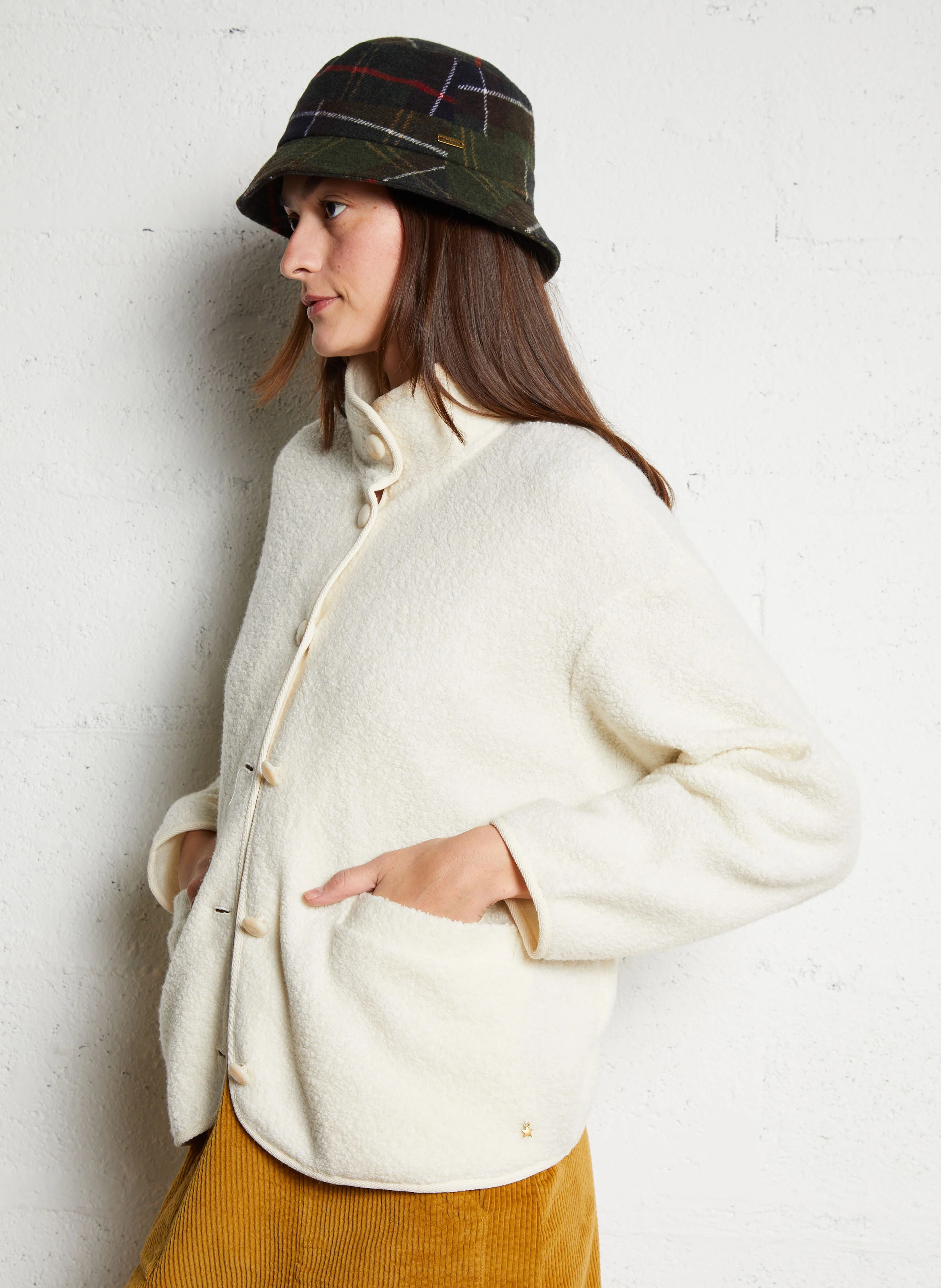 ZLAVINA - Veste col montant en laine mélangée | Beige