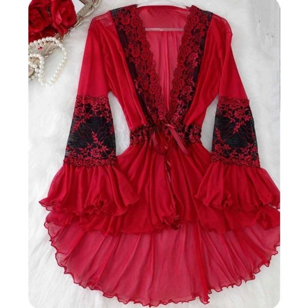 Donna Chic Robe Luxo Avulso Bicolor Vermelho L