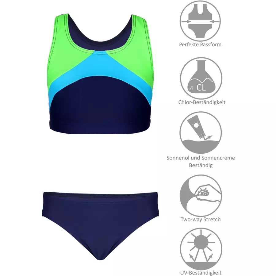 Aquarti Mädchen Sport Bikini Racerback Bustier & Bikinislip grünblau