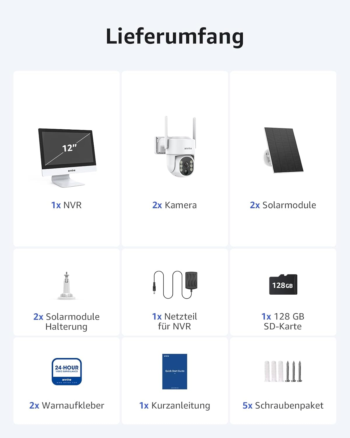 ANNKE 4MP Überwachungskamera Set Aussen WLAN mit 12''Monitor, 10CH 4K Wireless NVR, 2X 4MP PTZ WiFi Kameras mit 2-Wege Audio, Farbe Nachtsicht, Personenerkennung, Spotlight Alarm, 128GB SD Karte