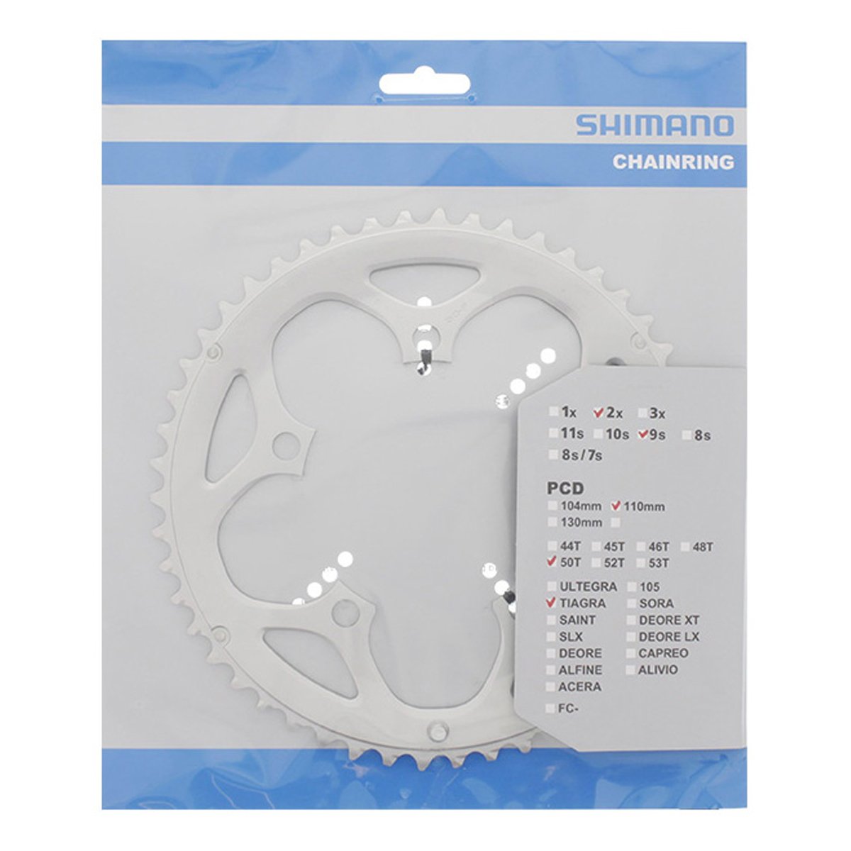 Klinge 50T FC-3450 110mm, sølvfarvet, 9-speed Tiagra