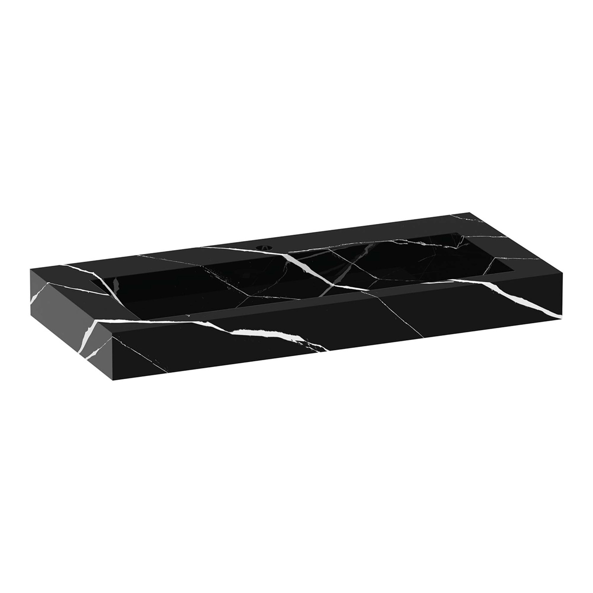 Brauer Coral wastafel marmerlook 100cm met kraangat nero marquina