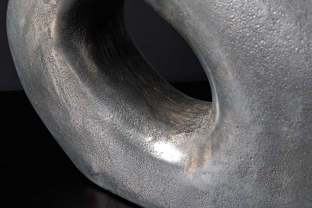 Handgefertigte Vase RING 40cm dunkelgrau Metall Dekoration Blumenvase