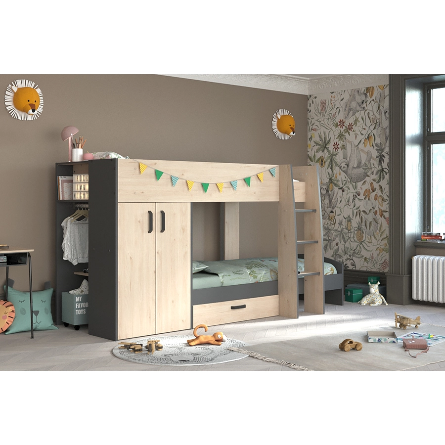 Parisot Etagenbett Stim 2 - mit Kleiderschrank und Schubkasten Beige