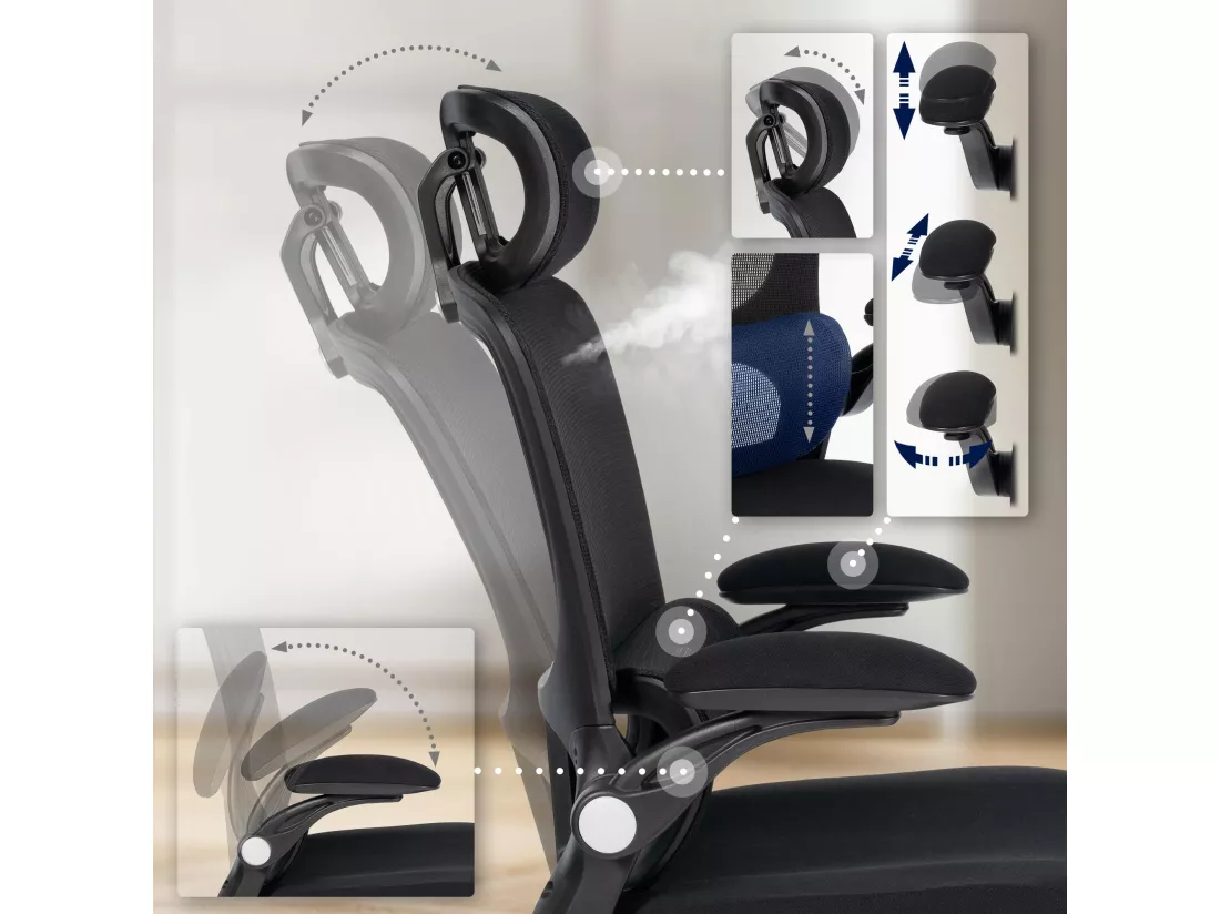 Chaise de bureau - Tissu - Noir - Newberg