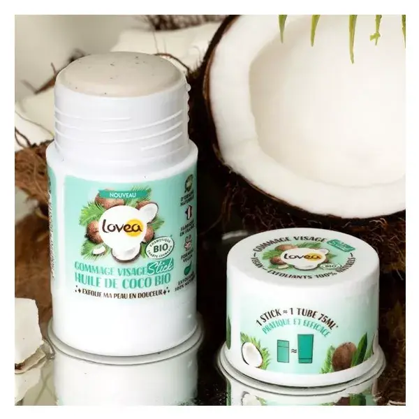 Lovea - Esfoliante Facial em Bastão - Óleo de Coco Orgânico - Todos os Tipos de Pele 40g