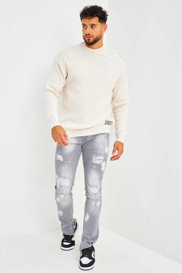 Pull beige en mailles fines