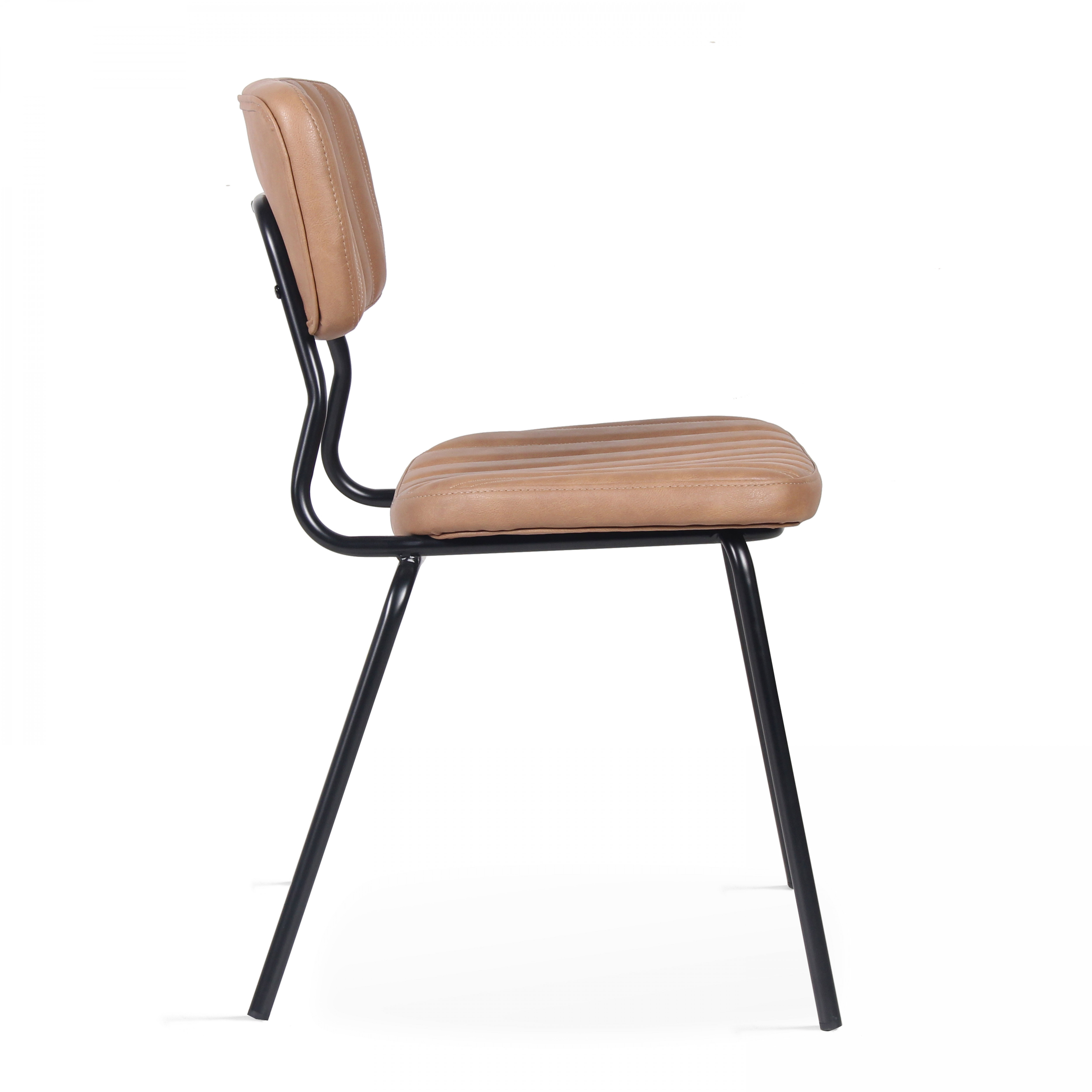Lot de 2 chaises en textile enduit marron clair