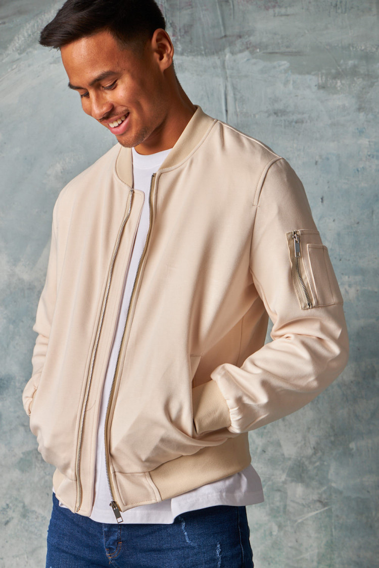 Bomber en suédine beige clair