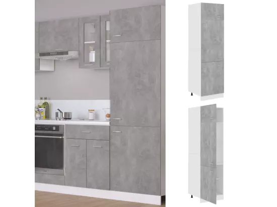 Armoire de réfrigérateur Gris béton 60x57x207cm Bois ingénierie