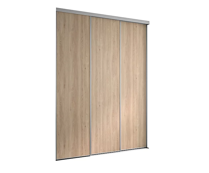Lot de 3 portes de placard coulissantes imitation chêne brut 180 x 250 cm