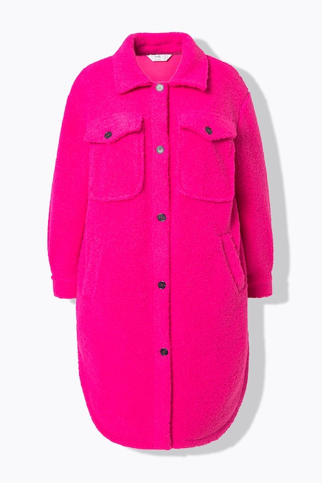 Hemdjacke, A-Linie, Teddyplüsch, Schachbrett