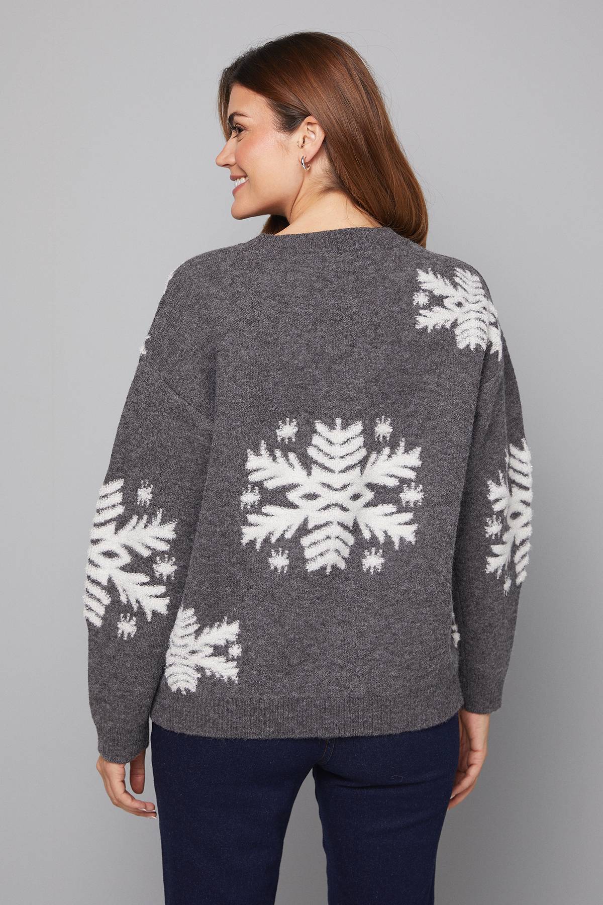 Wallis synthétiquell Col Rond Motif Flocons de Neige