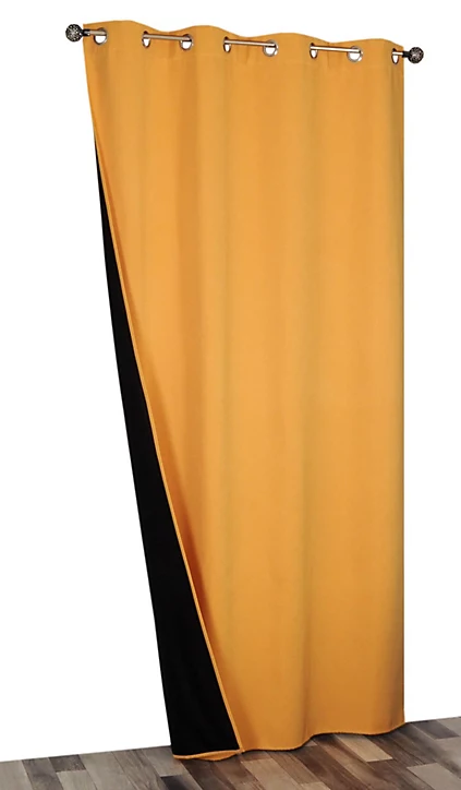 Rideau thermique 100% polyester avec œillets l.140 x H. 240 cm jaune moutarde
