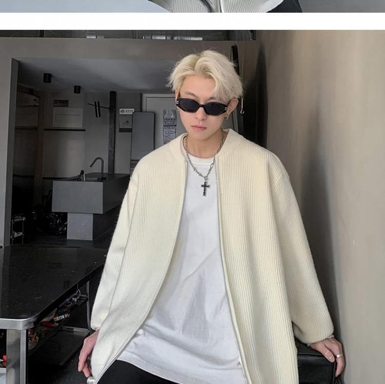 Posive - Effen oversized vest met ronde hals en rits