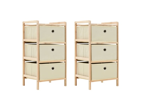 VIDAXL - Armoire étagères de rangement avec 3 paniers en tissu 2 pcs beige c...