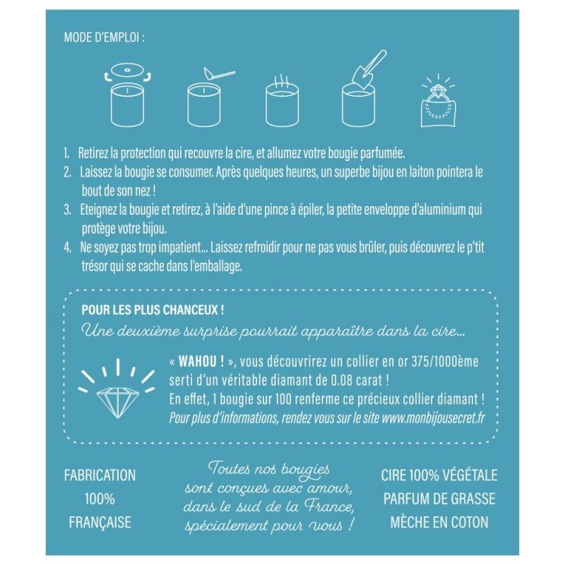 Bougie Bijou Bracelet argenté - Parfum Fleur de tiaré - 40h