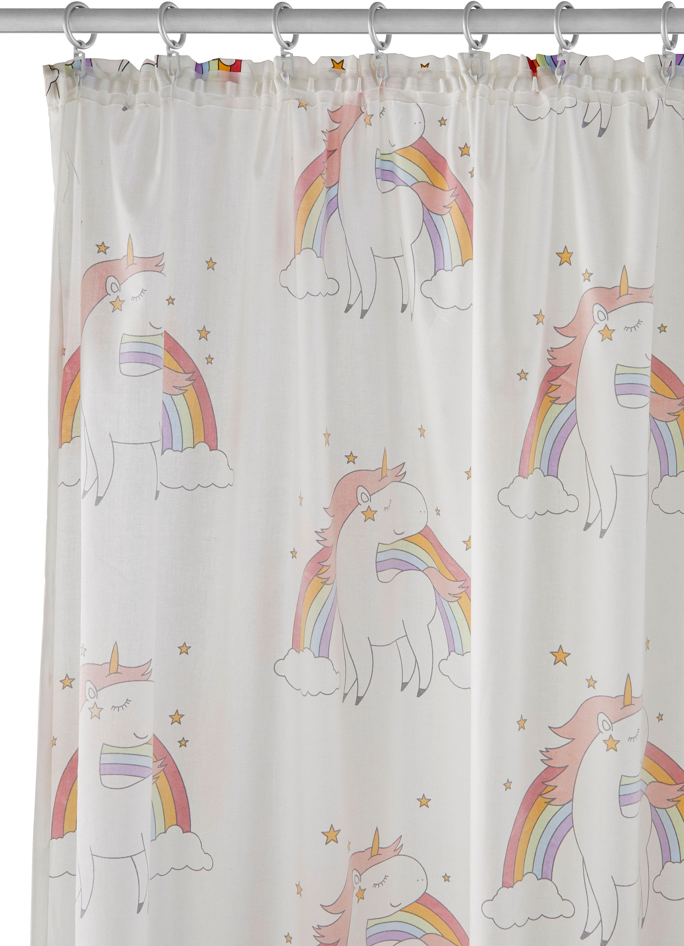 Lüttenhütt Gardine »EINHORN« Kräuselband 1 Stk. tlg. Kindergardine, bedruckt, halbtransparent, Einhörner, Regenbogen