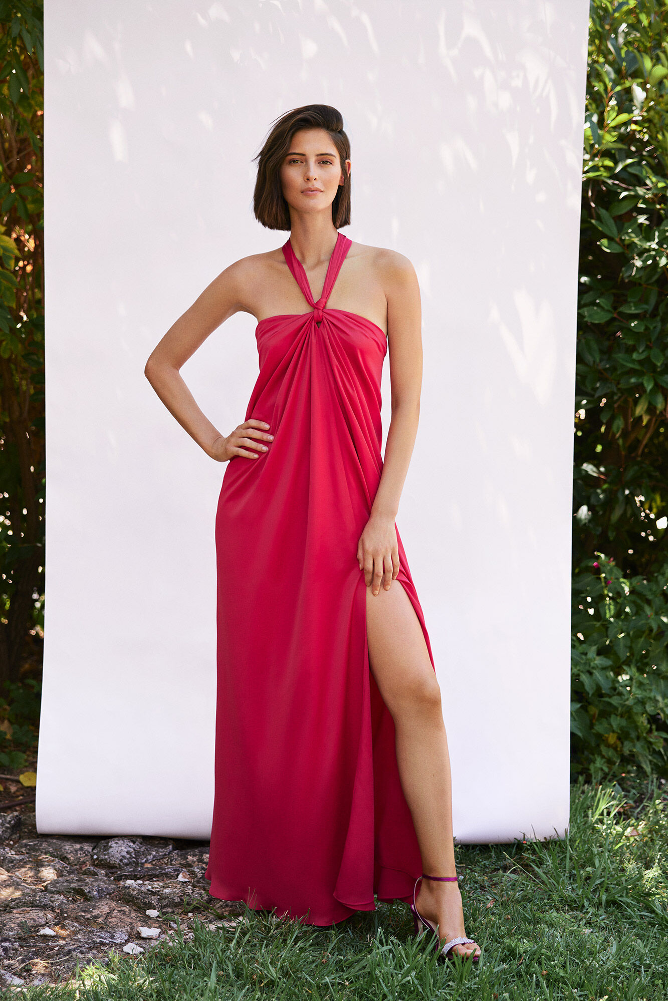 Vestido tomara que caia com estampa de romã - Vermelho