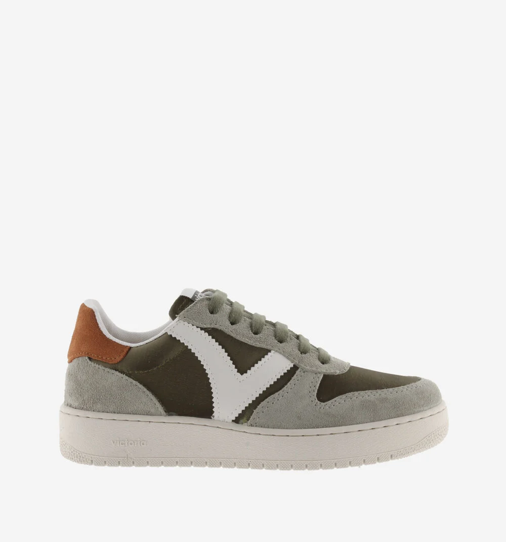 MADRID NYLON MÉTAL Baskets pour femmes en nylon V rétro KAKI